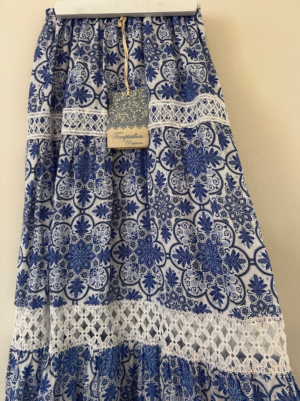Temptation Positano Summer Blue Linen Maxi Skirt - Picture 4 of 12
